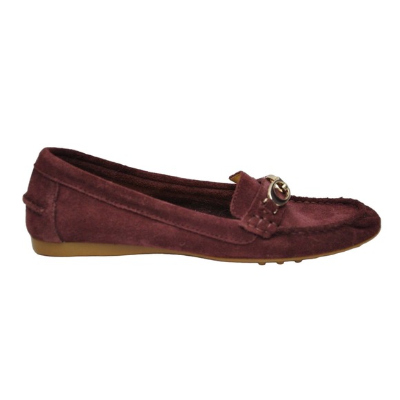Coach FORTUNATA Suede Classic Driver Moc Loafer Flat Shoe Burgundy 7 New - Picture 2 of 7